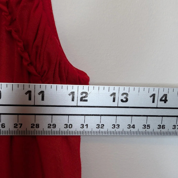 LOFT Lightweight Stretch A-line Sleeveless Red Frill Scoop Neck Dress Women M - Picture 5 of 9